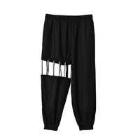High Elastic Waist Black Pearled Hollow Out Trousers