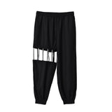 High Elastic Waist Black Pearled Hollow Out Trousers