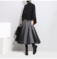 Gray Split Joint Woolen Half-body Skirt