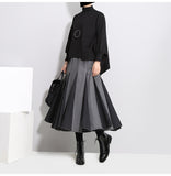 Gray Split Joint Woolen Half-body Skirt