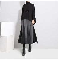 Gray Split Joint Woolen Half-body Skirt