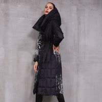 Embroidered Hooded Down Jacket