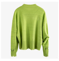 Distressed Knitted Sweater With Gold Safty-pins