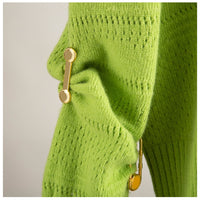 Distressed Knitted Sweater With Gold Safty-pins