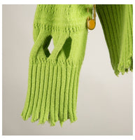 Distressed Knitted Sweater With Gold Safty-pins
