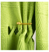 Distressed Knitted Sweater With Gold Safty-pins