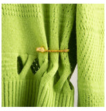 Distressed Knitted Sweater With Gold Safty-pins