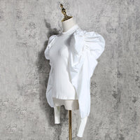 Pleated Knitted Sweater With Buffed Sleeves