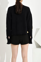 Distressed Knitted Sweater With Gold Safty-pins