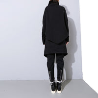 High Elastic Waist Balck Split Loose Fit Pants