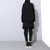 High Elastic Waist Balck Split Loose Fit Pants