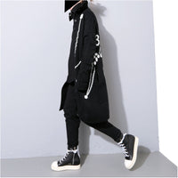 High Elastic Waist Balck Split Loose Fit Pants