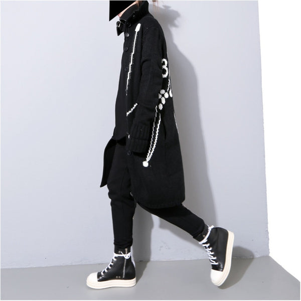 High Elastic Waist Balck Split Loose Fit Pants