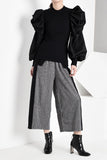Pleated Knitted Sweater With Buffed Sleeves