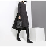 Long Sleeve Black Back Pleated Dress