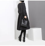 Long Sleeve Black Back Pleated Dress
