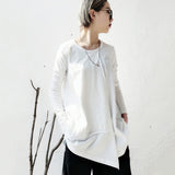 Round Neck Irregular Hem T-shirt