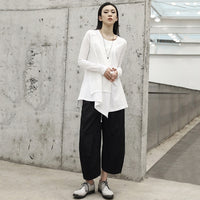 Round Neck Irregular Hem T-shirt