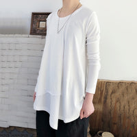 Round Neck Irregular Hem T-shirt
