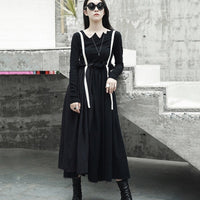 Black Long Sleeve Asymmetrical Collar Shirt