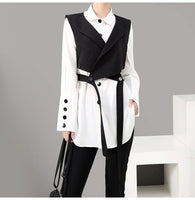 Two Piece Black Button Loose Fit Shirt