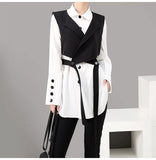 Two Piece Black Button Loose Fit Shirt