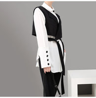 Two Piece Black Button Loose Fit Shirt