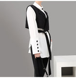 Two Piece Black Button Loose Fit Shirt