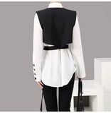 Two Piece Black Button Loose Fit Shirt