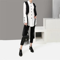 Two Piece Black Button Loose Fit Shirt