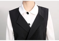 Two Piece Black Button Loose Fit Shirt