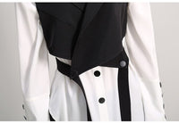 Two Piece Black Button Loose Fit Shirt
