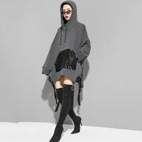 Loose Fit Asymmetrical Ribbon Oversized Sweatshirt