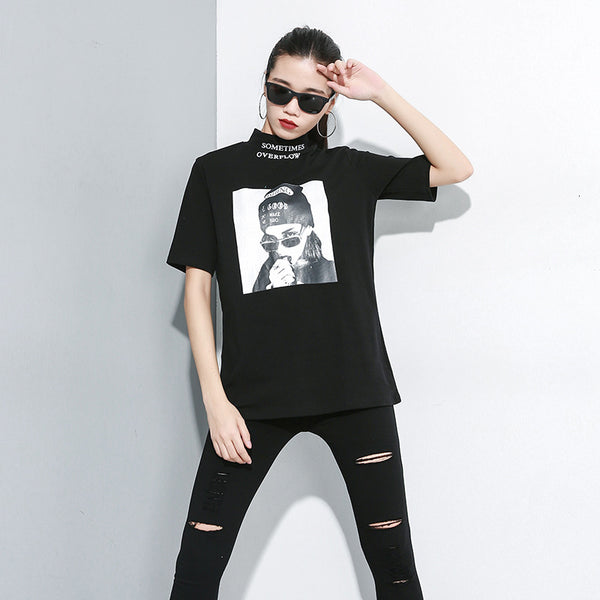 Turtleneck Loose Fit Graphic Tee