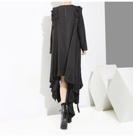 Round Neck Long Sleeve Ruffled Loose Dress