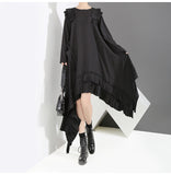 Round Neck Long Sleeve Ruffled Loose Dress