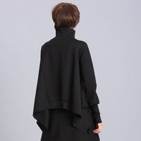 Black Full Batwing Sleeve Turtleneck Coat