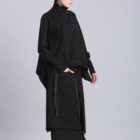 Black Full Batwing Sleeve Turtleneck Coat