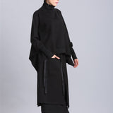 Black Full Batwing Sleeve Turtleneck Coat