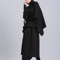 Black Full Batwing Sleeve Turtleneck Coat