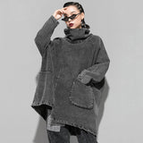 Black Denim Oversized Sweatshirt