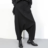 Black Button Wide Leg Trousers