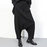 Black Button Wide Leg Trousers