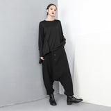 Black Button Wide Leg Trousers