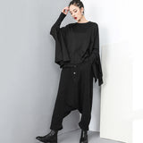 Black Button Wide Leg Trousers
