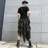 Irregular Camouflage and black Mesh Skirt