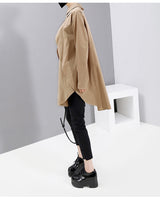 Khaki Split Joint Asymmetrical Blouse