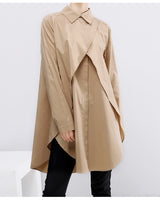 Khaki Split Joint Asymmetrical Blouse