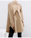 Khaki Split Joint Asymmetrical Blouse