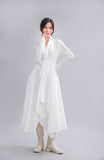 Lapel Long Sleeve Button Bandage Shirt Dress
